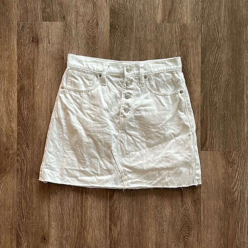 Madewell White Denim A-Line Mini Skirt Size 26 | 100% Cotton High Rise